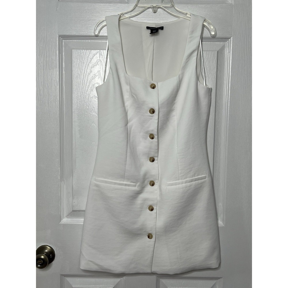 Sincerely Jules Button Front Mini Dress M Quiet Luxury Coastal Old Money Preppy - Picture 2 of 8